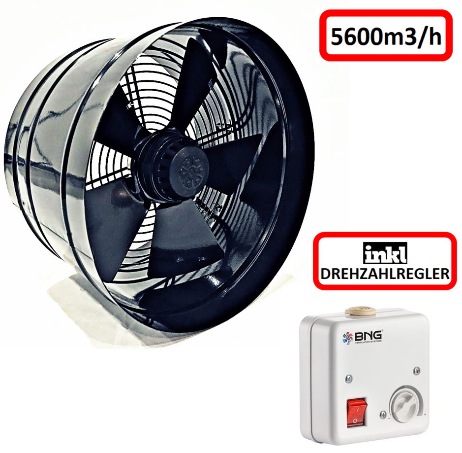 Abluft Ventilator Rohr Lüfter mit Timer Nachlauf Rohrventilator 250 mm 1400  m3/h