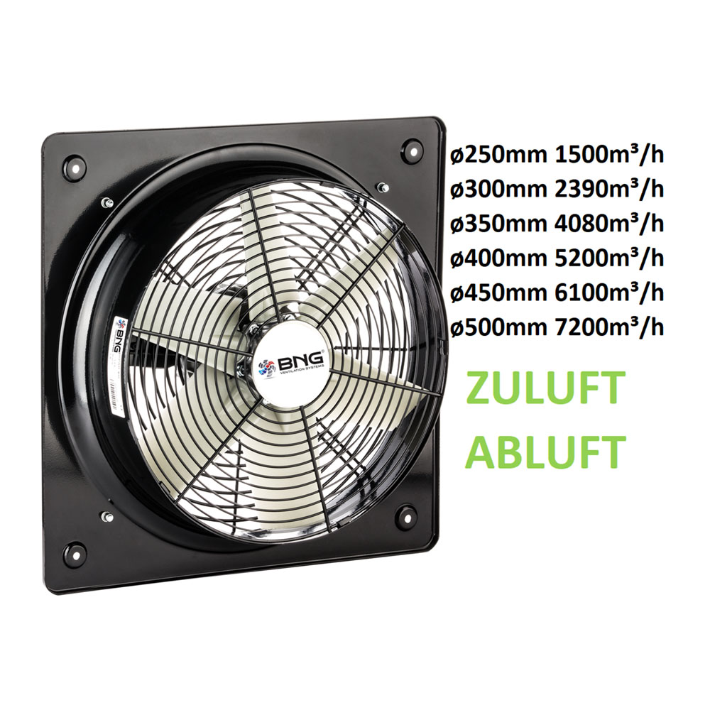 Axialventilator Ventilator Industrie Metall Wand Fenster Lüfter diverse Größen