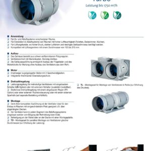 Blauberg TURBO ø100E/125E Rohrventilator Rohrlüfter Ventilator Lüfter Kanal