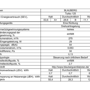 Blauberg TURBO ø100E/125E Rohrventilator Rohrlüfter Ventilator Lüfter Kanal blauberg
