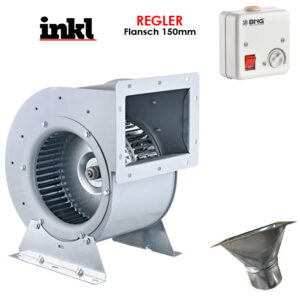 Gastro Airbox Radialventilator Gebläse Axial Radialgebläse 2200m³ Drehzahlregler Rundflansch Adapter 4-eck/rund flansch 150mm