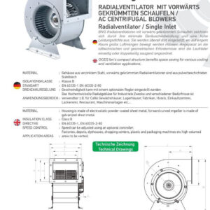 Gastro Airbox Radialventilator Gebläse Axial Radialgebläse 2200m³ Drehzahlregler Rundflansch Adapter technical drawings