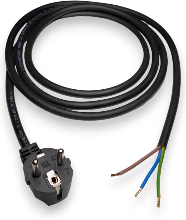 Anschlussleitung Zuleitung Stecker Netzkabel Stromkabel 3-polig 1.00mm / 1.5mm Schwarz